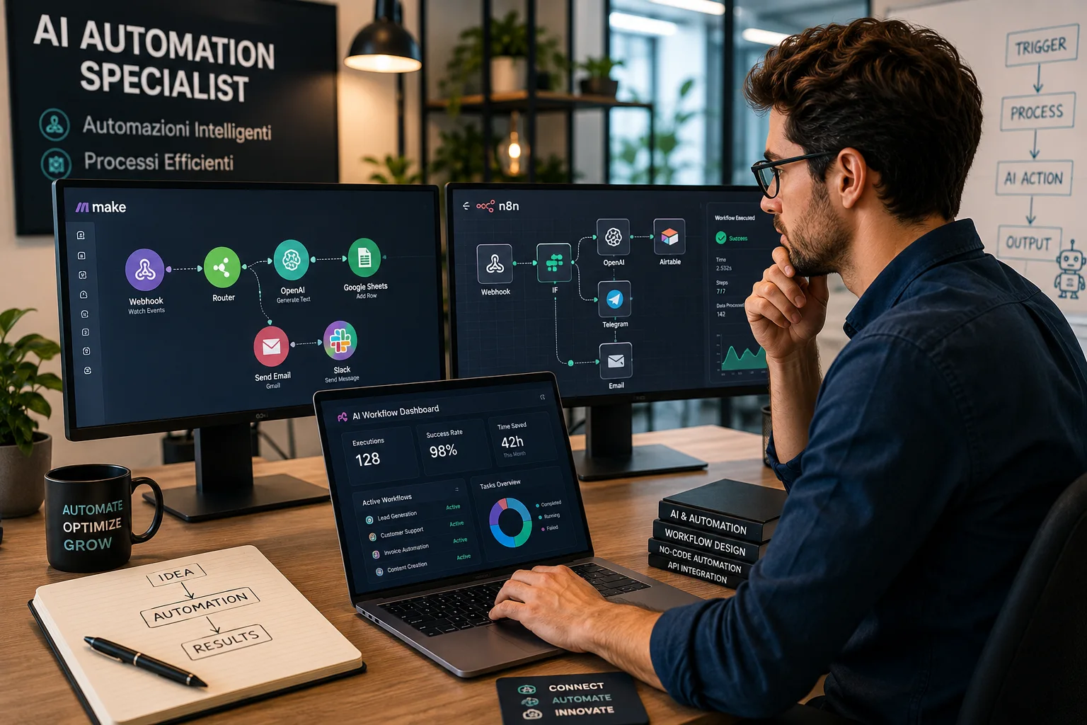 AI Automation Specialist progetta workflow automatici e sistemi di intelligenza artificiale per aziende